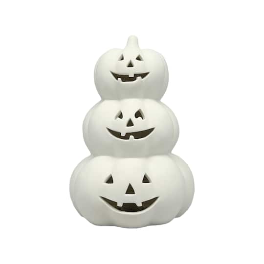 Michaels, 8" Jack-o'-Lantern Stack DIY Ceramic LED Décor by Make Market® – Category: Halloween DIY Wood & Ceramic Crafts